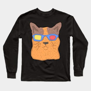 cat with glass Long Sleeve T-Shirt